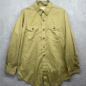 Vintage Green silky button up - Boy Scouts button up no patches no size tag